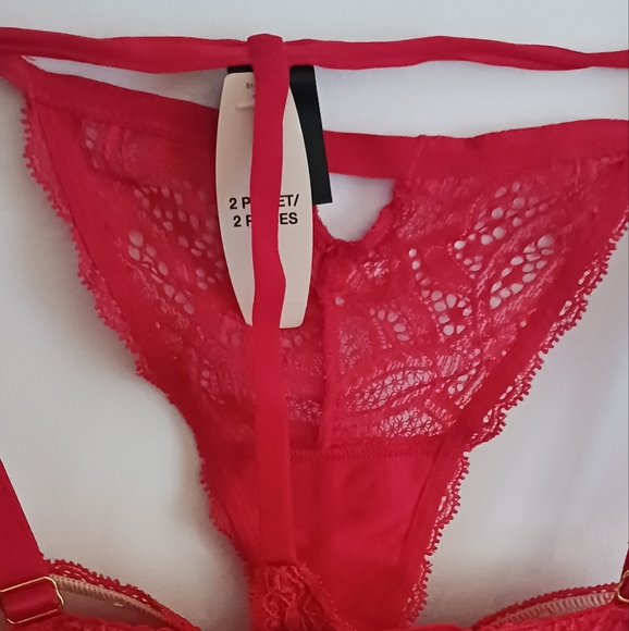 Red Victoria's Secret sheer padded babydoll with accents size 36C - Picture 12 of 13